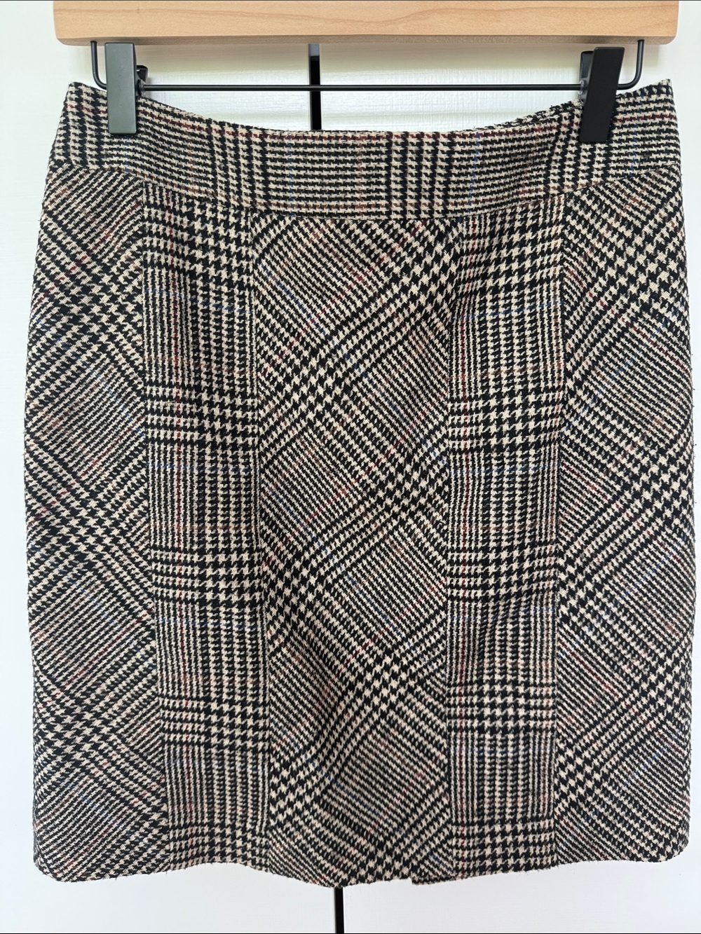 J. McLaughlin Plaid A-Line Skirt in Black, Cream & Pink